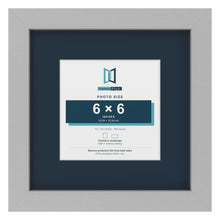 Light Grey 10 x 10 inch picture frame with a Pacific Blue mount for a 6 x 6 inch photo