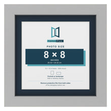 Light Grey 10 x 10 inch picture frame with a Pacific Blue mount for an 8 x 8 inch photo