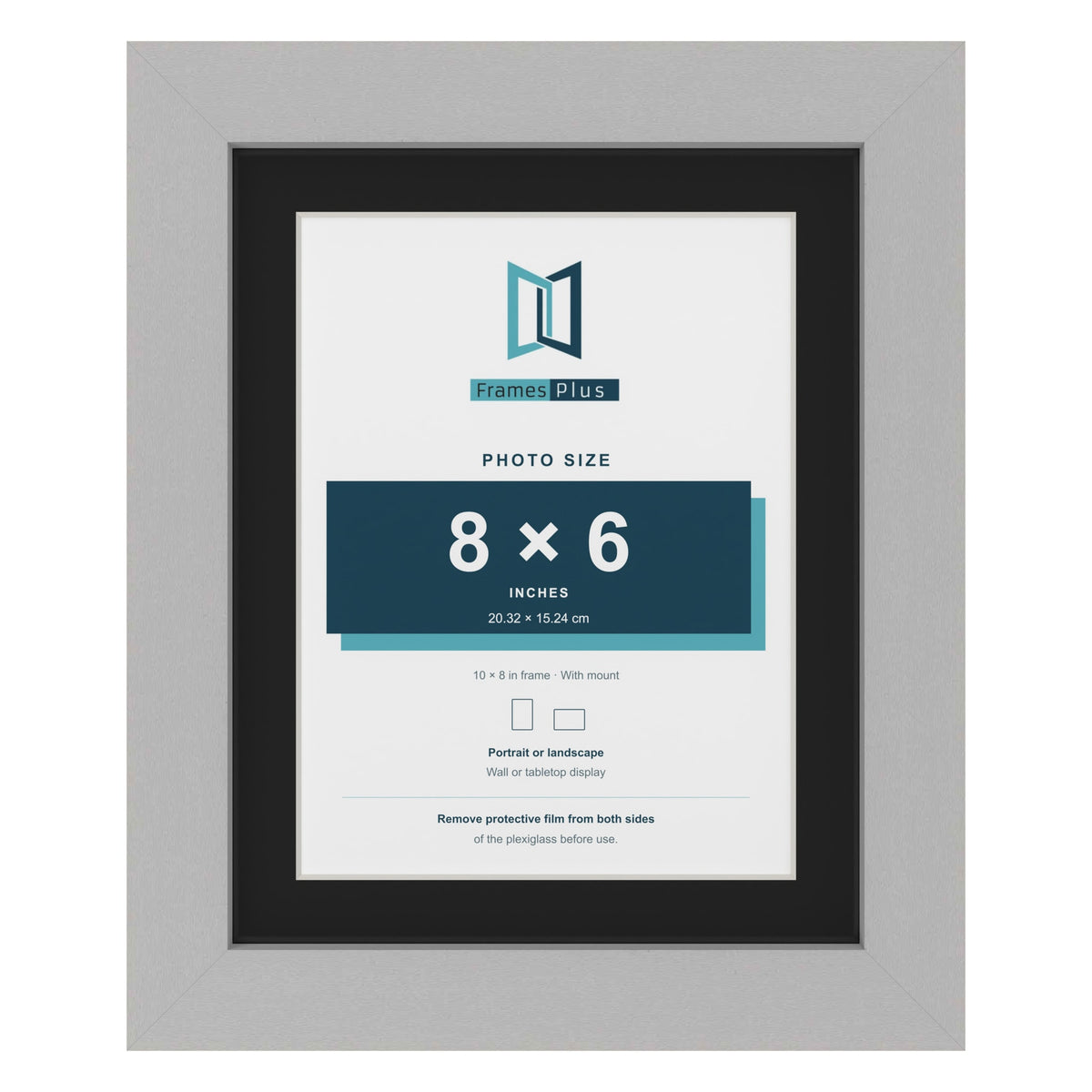 Light Grey 10 x 8 inch picture frame with a black mount for an 8 x 6 inch photo