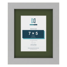 Light Grey 10 x 8 inch picture frame with a green mount for a 7 x 5 inch photo