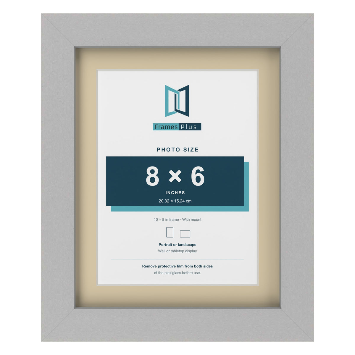 Light Grey 10 x 8 inch picture frame with an ivory mount for an 8 x 6 inch photo