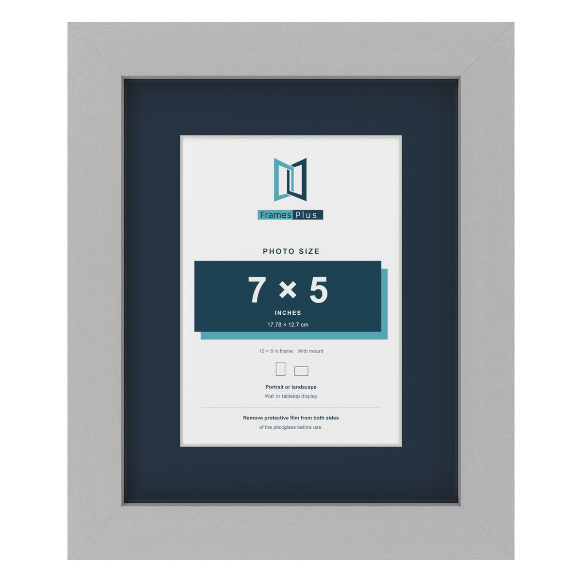 Light Grey 10 x 8 inch picture frame with a Pacific Blue mount for a 7 x 5 inch photo