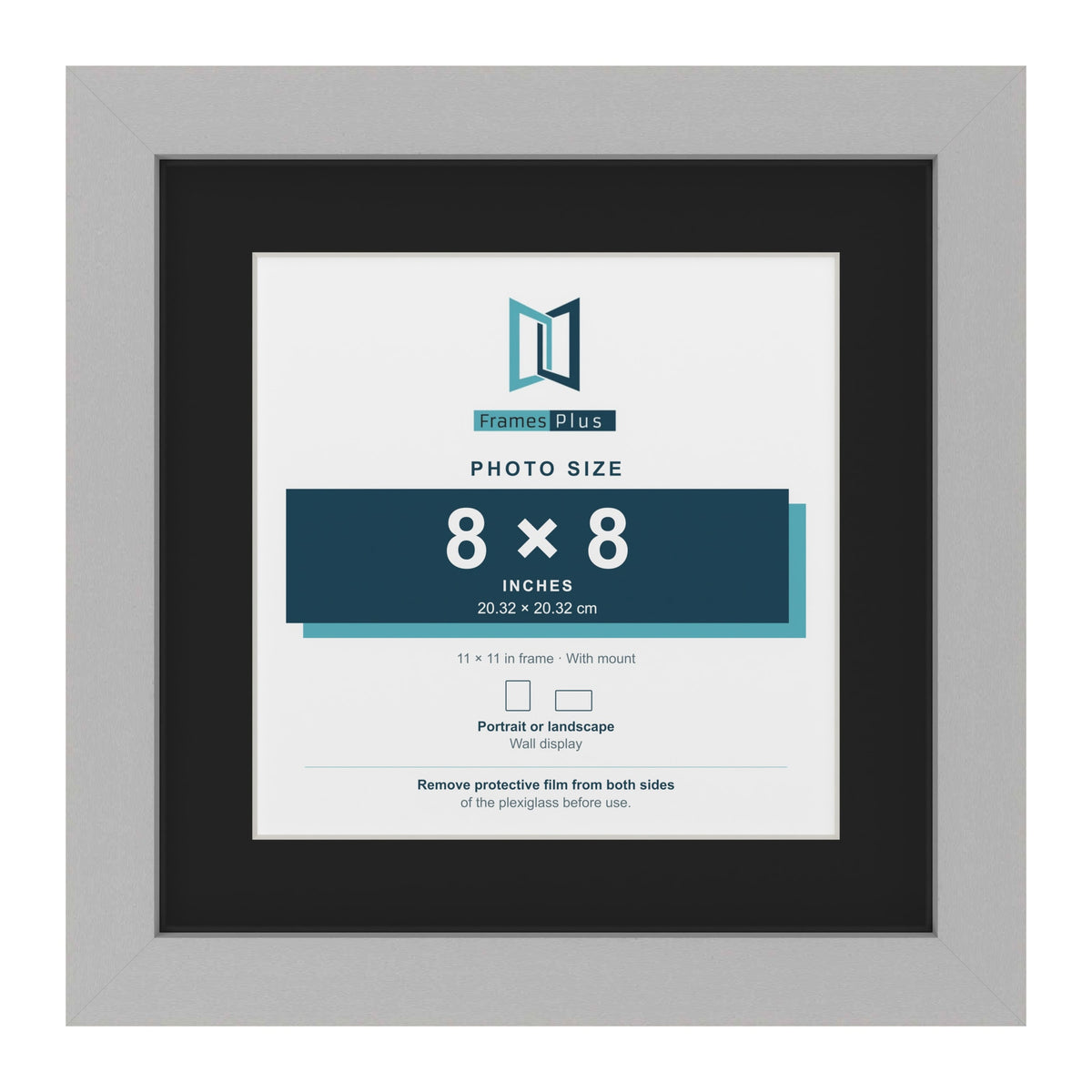 Light Grey 11 x 11 inch picture frame with a black mount for an 8 x 8 inch photo