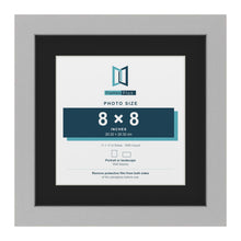 Light Grey 11 x 11 inch picture frame with a black mount for an 8 x 8 inch photo