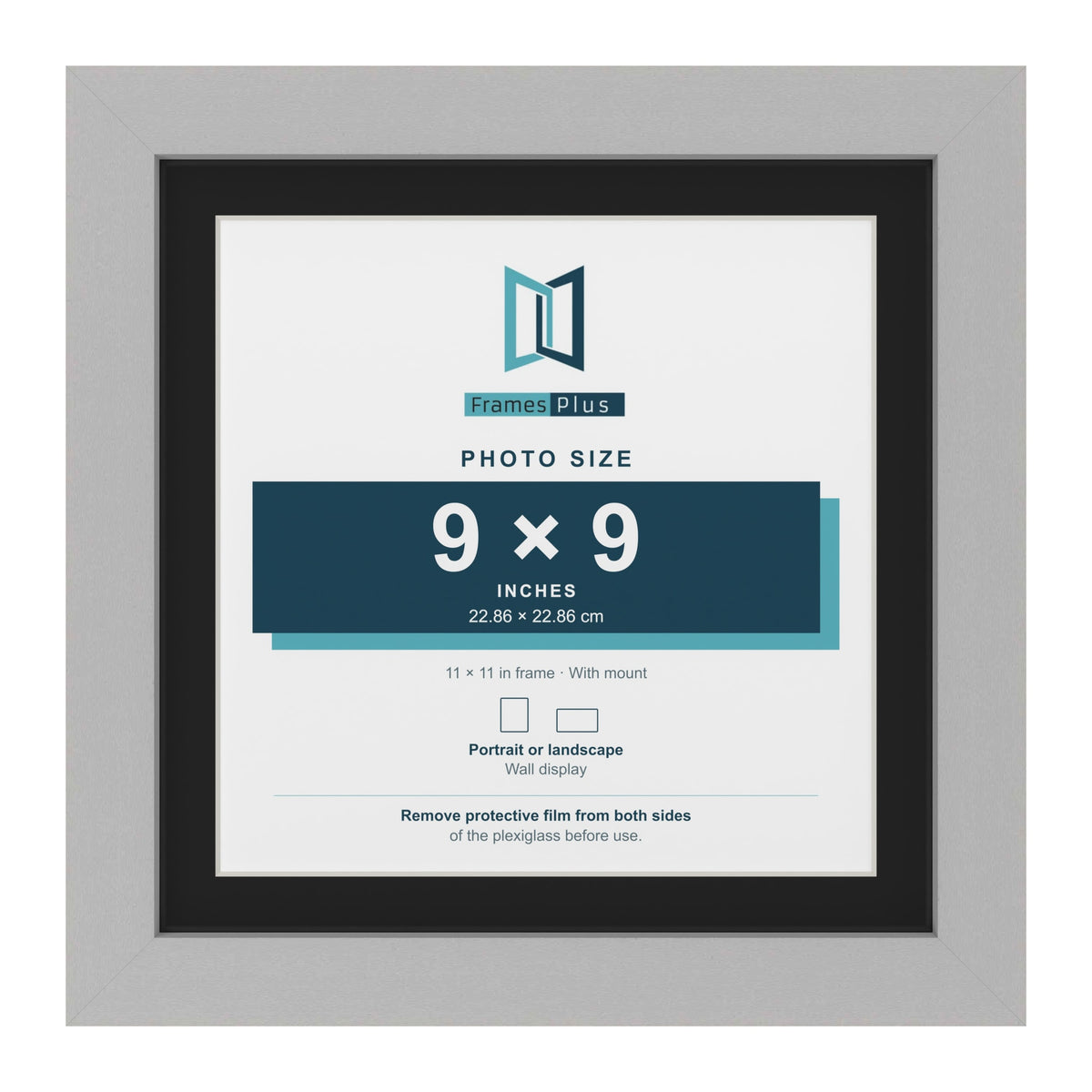 Light Grey 11 x 11 inch picture frame with a black mount for a 9 x 9 inch photo