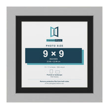 Light Grey 11 x 11 inch picture frame with a black mount for a 9 x 9 inch photo
