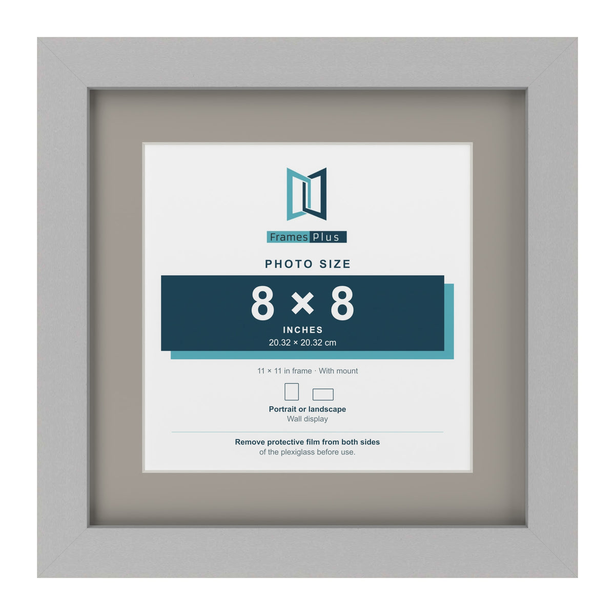 Light Grey 11 x 11 inch picture frame with a Dawn Grey mount for an 8 x 8 inch photo