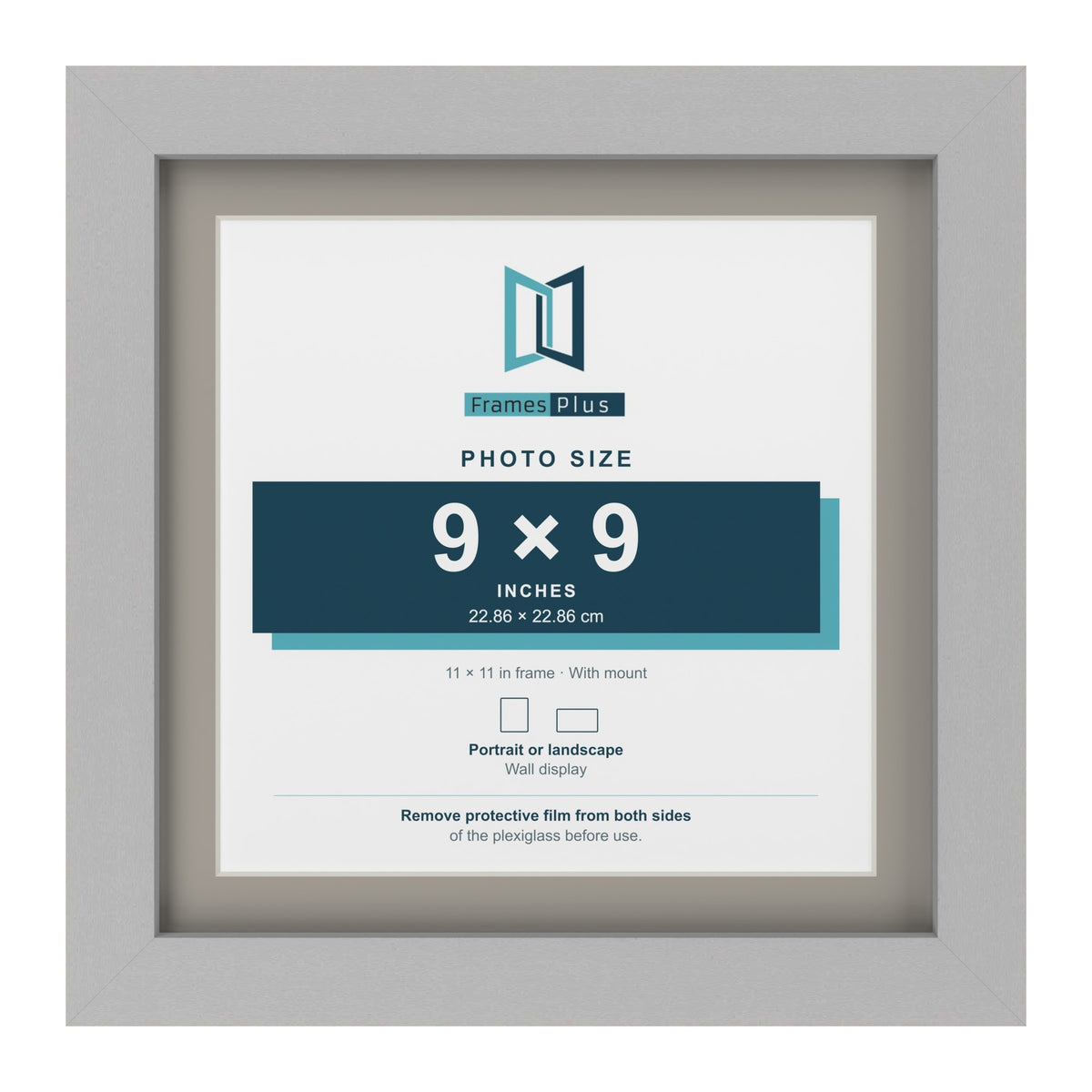 Light Grey 11 x 11 inch picture frame with a Dawn Grey mount for a 9 x 9 inch photo