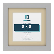 Light Grey 11 x 11 inch picture frame with an ivory mount for an 8 x 8 inch photo