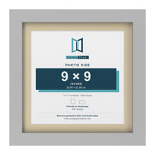 Light Grey 11 x 11 inch picture frame with an ivory mount for a 9 x 9 inch photo