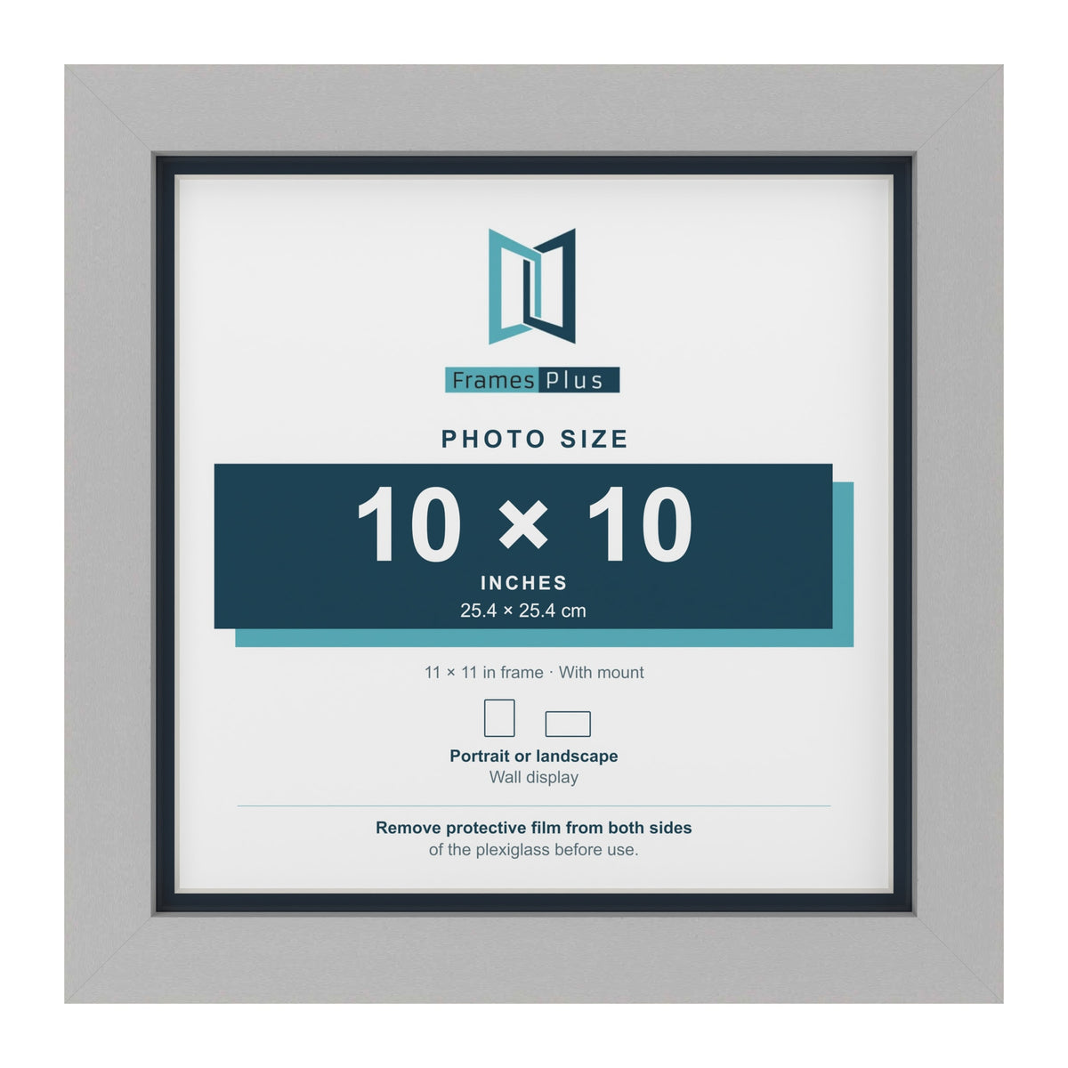 Light Grey 11 x 11 inch picture frame with a Pacific Blue mount for a 10 x 10 inch photo