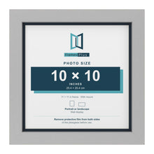 Light Grey 11 x 11 inch picture frame with a Pacific Blue mount for a 10 x 10 inch photo
