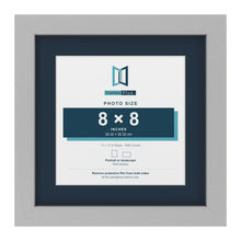 Light Grey 11 x 11 inch picture frame with a Pacific Blue mount for an 8 x 8 inch photo