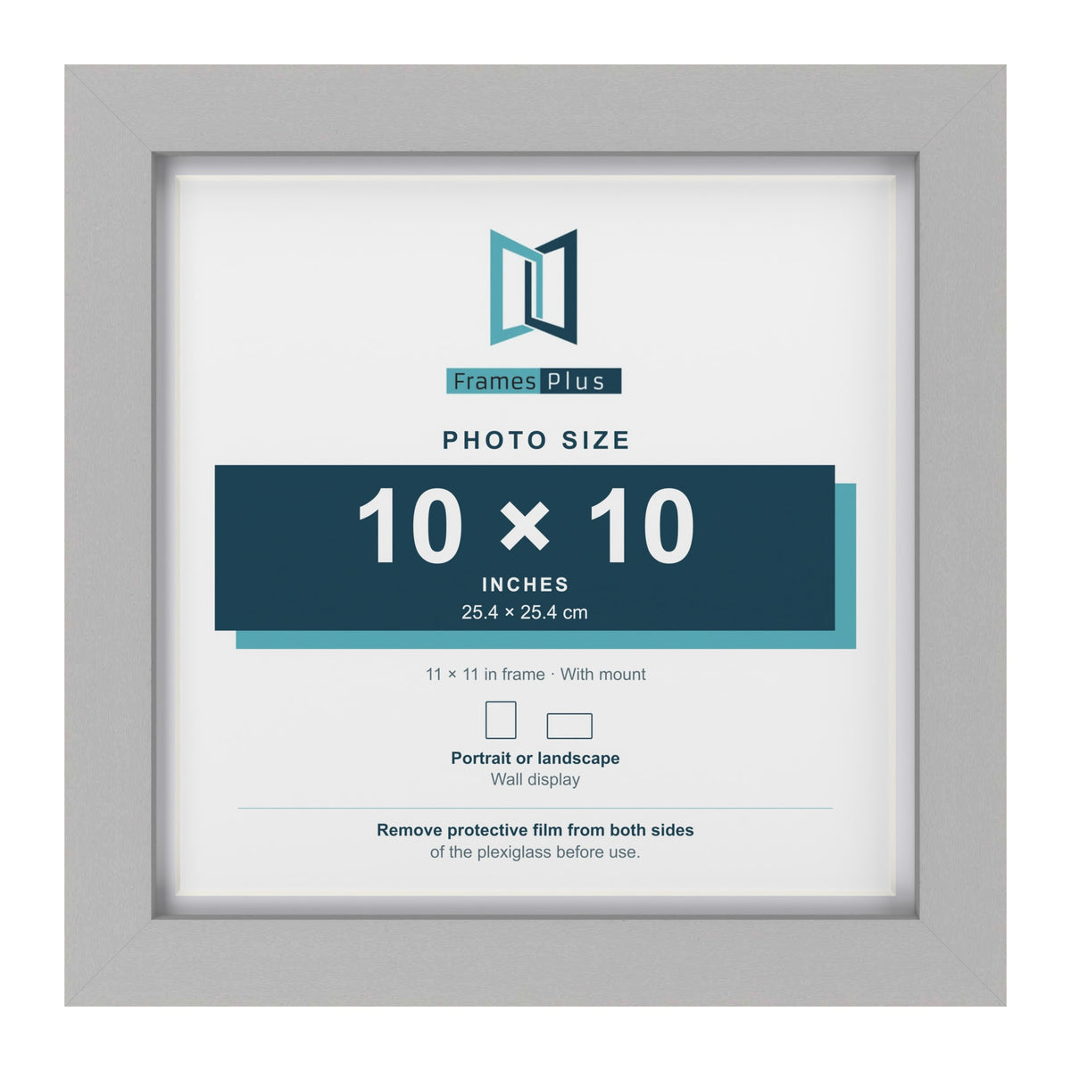 Light Grey 11 x 11 inch picture frame with a white mount for a 10 x 10 inch photo