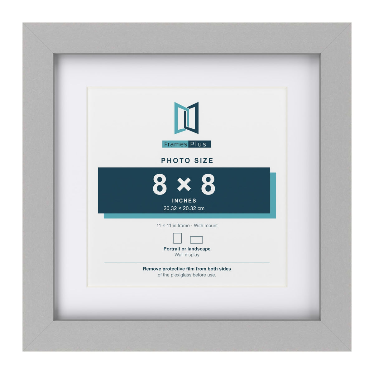 Light Grey 11 x 11 inch picture frame with a white mount for a 8 x 8 inch photo
