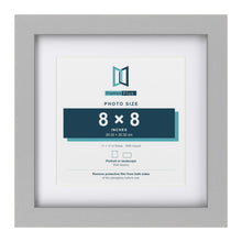 Light Grey 11 x 11 inch picture frame with a white mount for a 8 x 8 inch photo