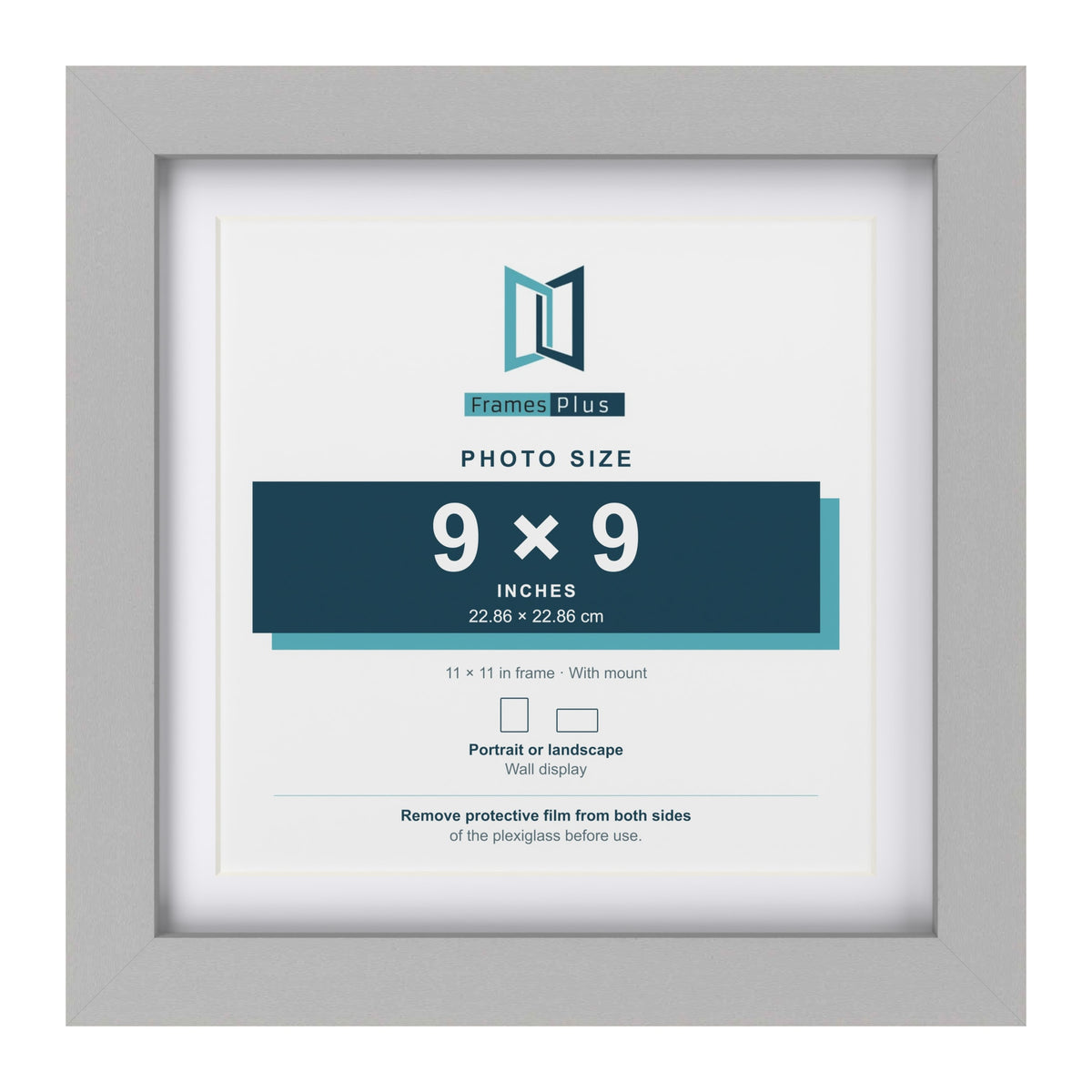 Light Grey 11 x 11 inch picture frame with a white mount for a 9 x 9 inch photo