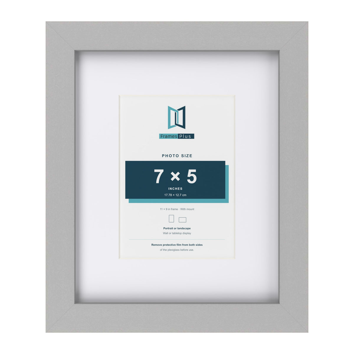 Light Grey 11 x 9 inch picture frame with a white mount for a 7 x 5 inch photo