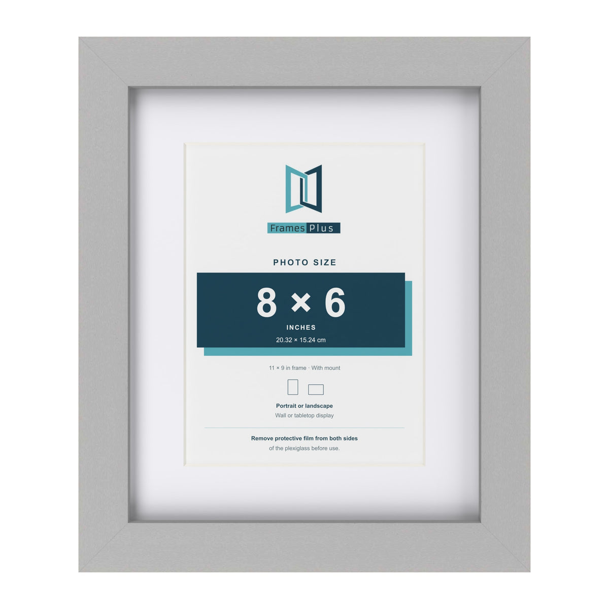 Light Grey 11 x 9 inch picture frame with a white mount for an 8 x 6 inch photo