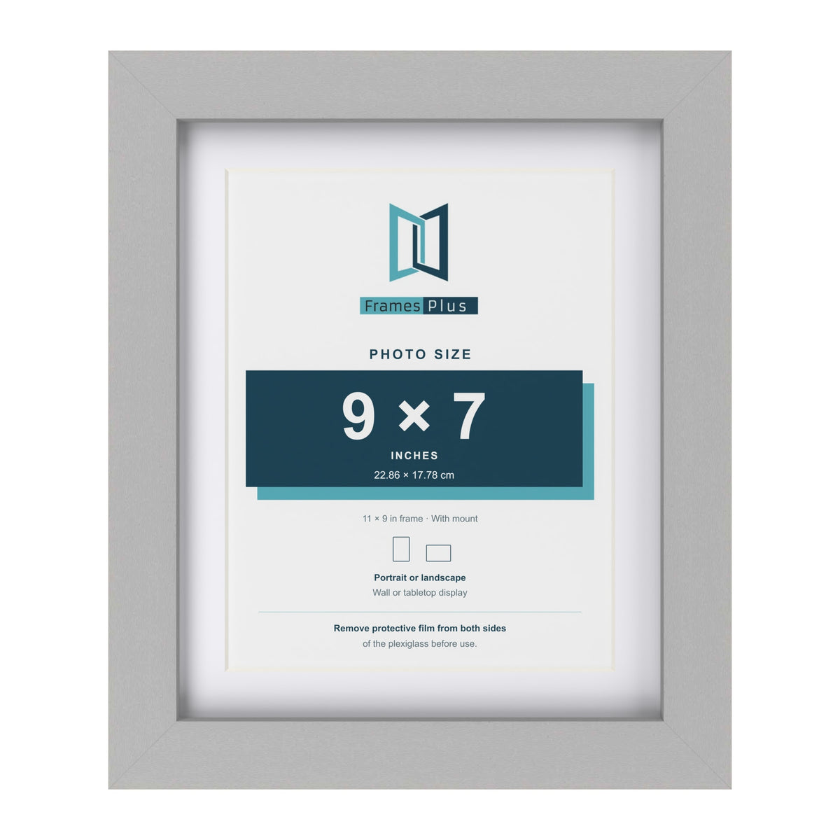 Light Grey 11 x 9 inch picture frame with a white mount for a 9 x 7 inch photo