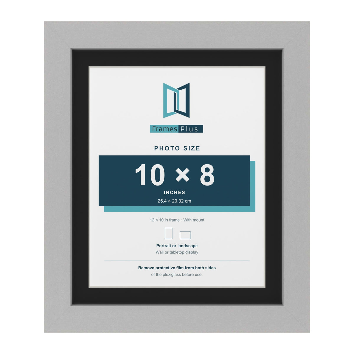 Light Grey 12 x 10 inch picture frame with a black mount for a 10 x 8 inch photo