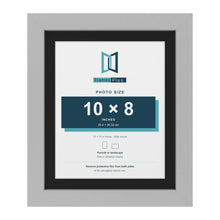 Light Grey 12 x 10 inch picture frame with a black mount for a 10 x 8 inch photo