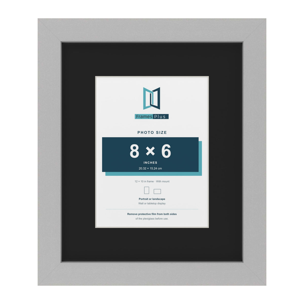 Light Grey 12 x 10 inch picture frame with a black mount for an 8 x 6 inch photo