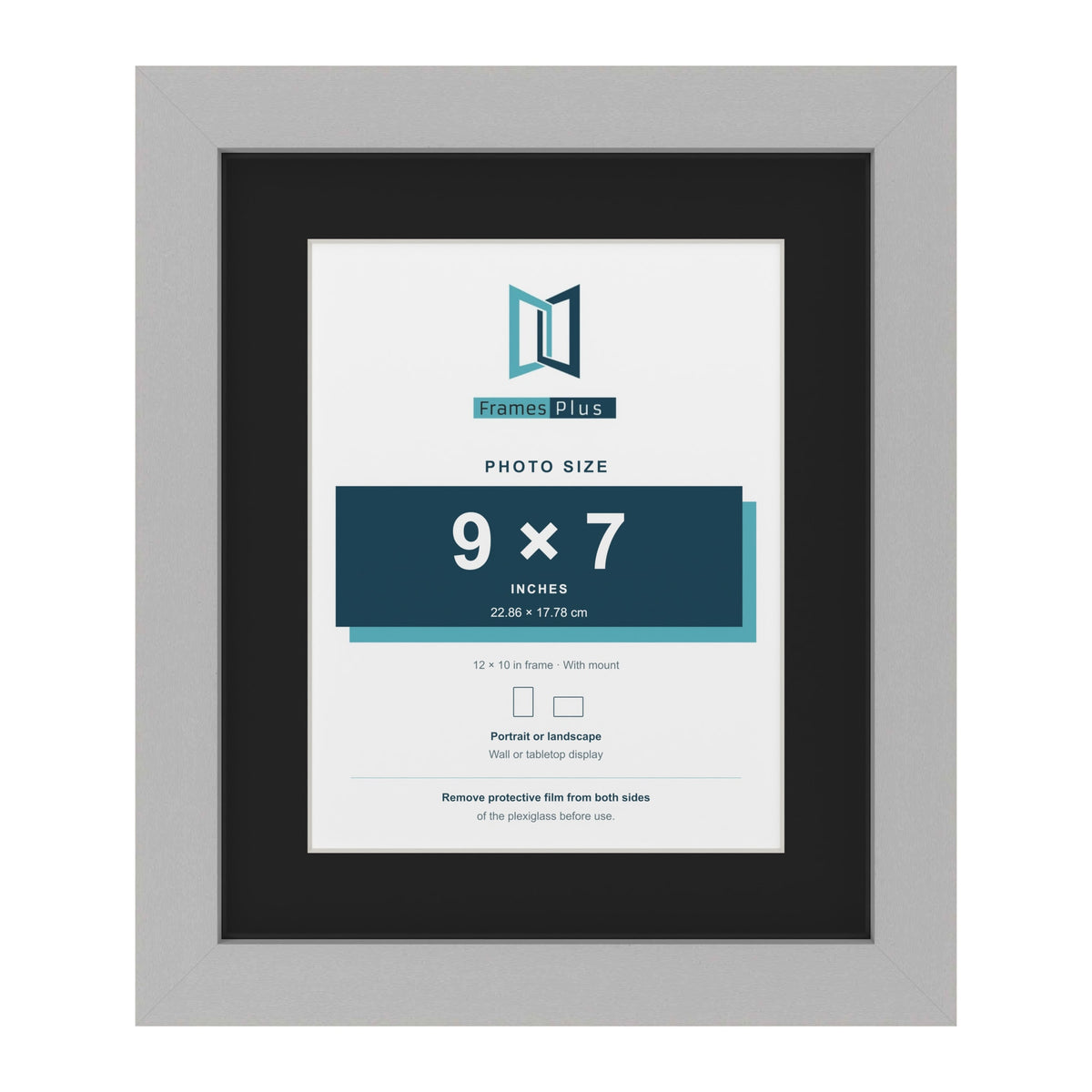 Light Grey 12 x 10 inch picture frame with a black mount for a 9 x 7 inch photo