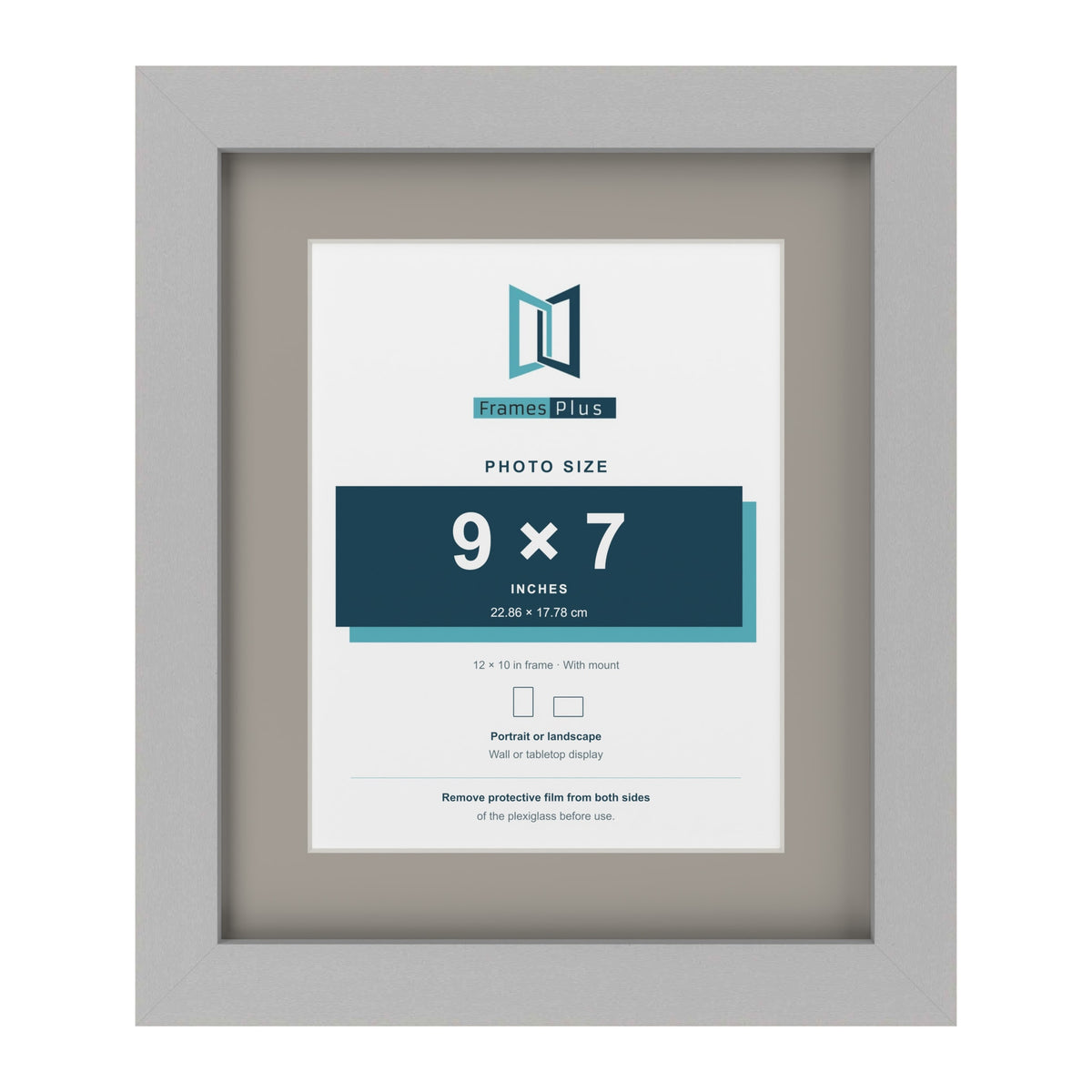 Light Grey 12 x 10 inch picture frame with a Dawn Grey mount for a 9 x 7 inch photo