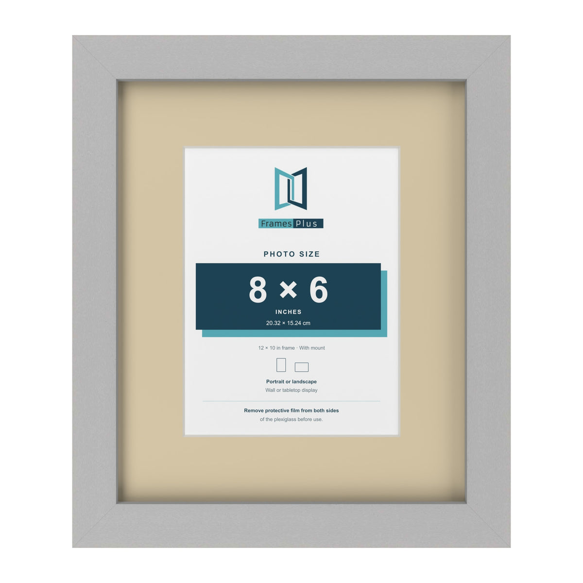 Light Grey 12 x 10 inch picture frame with an ivory mount for an 8 x 6 inch photo