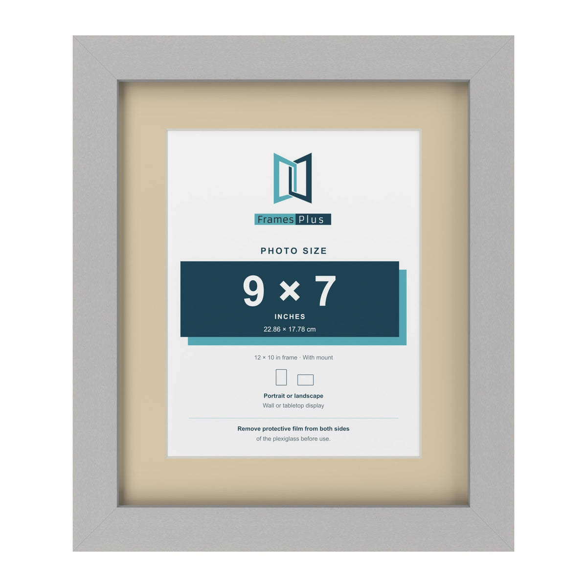 Light Grey 12 x 10 inch picture frame with an ivory mount for a 9 x 7 inch photo