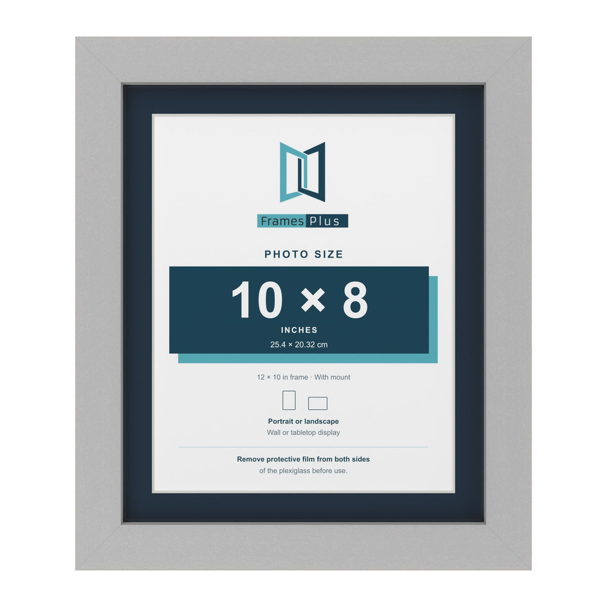 Light Grey 12 x 10 inch picture frame with a Pacific Blue mount for a 10 x 8 inch photo