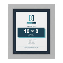 Light Grey 12 x 10 inch picture frame with a Pacific Blue mount for a 10 x 8 inch photo