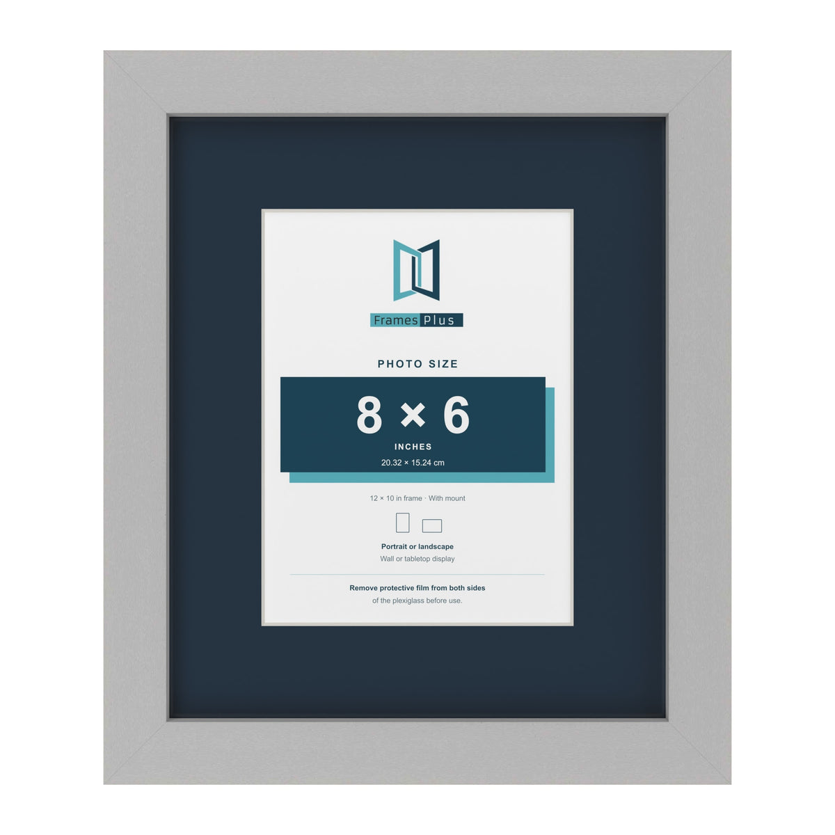Light Grey 12 x 10 inch picture frame with a Pacific Blue mount for an 8 x 6 inch photo