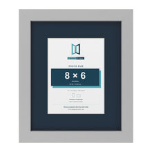 Light Grey 12 x 10 inch picture frame with a Pacific Blue mount for an 8 x 6 inch photo