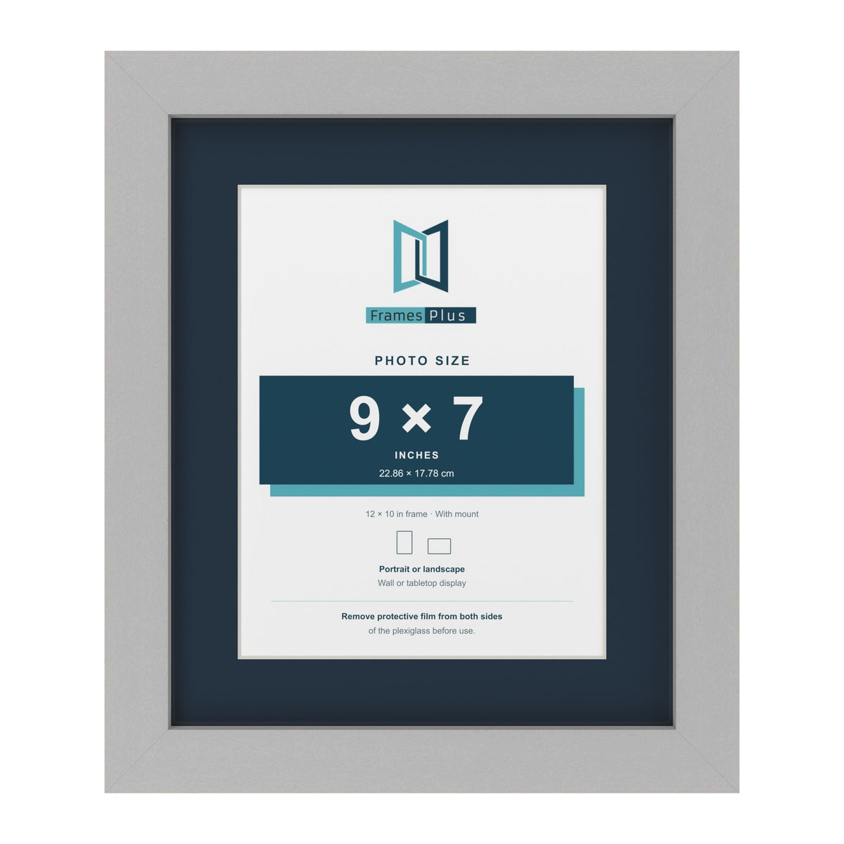 Light Grey 12 x 10 inch picture frame with a Pacific Blue mount for a 9 x 7 inch photo