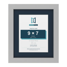Light Grey 12 x 10 inch picture frame with a Pacific Blue mount for a 9 x 7 inch photo