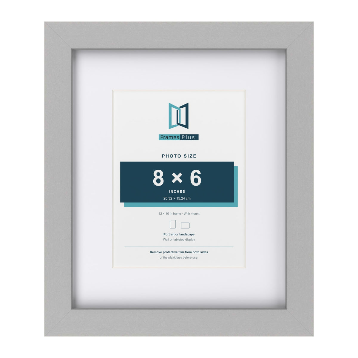 Light Grey 12 x 10 inch picture frame with a white mount for a 8 x 6 inch photo