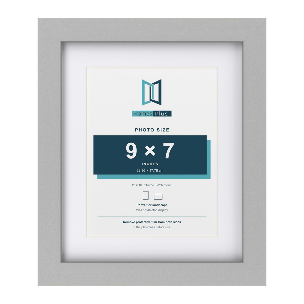 Light Grey 12 x 10 inch picture frame with a white mount for a 9 x 7 inch photo