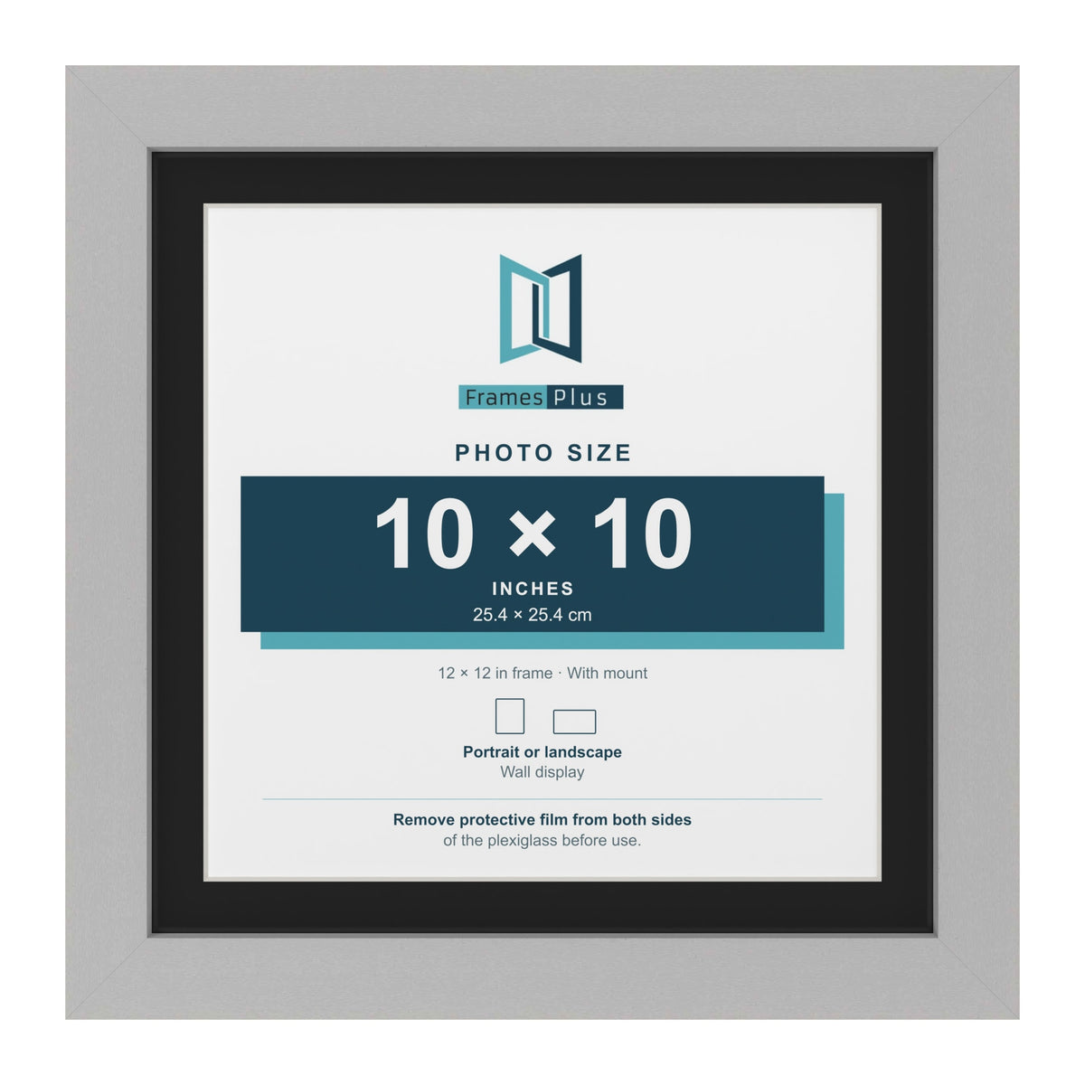 Light Grey 12 x 12 inch picture frame with a black mount for a 10 x 10 inch photo