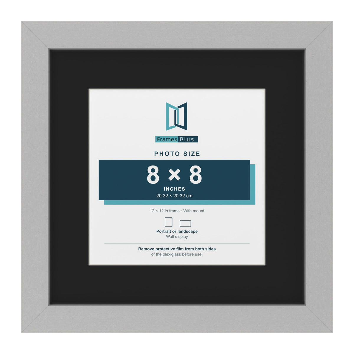 Light Grey 12 x 12 inch picture frame with a black mount for an 8 x 8 inch photo