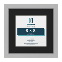 Light Grey 12 x 12 inch picture frame with a black mount for an 8 x 8 inch photo