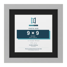 Light Grey 12 x 12 inch picture frame with a black mount for a 9 x 9 inch photo