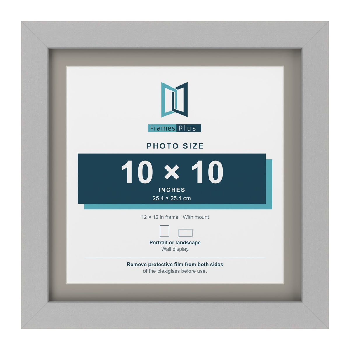 Light Grey 12 x 12 inch picture frame with a Dawn Grey mount for a 10 x 10 inch photo