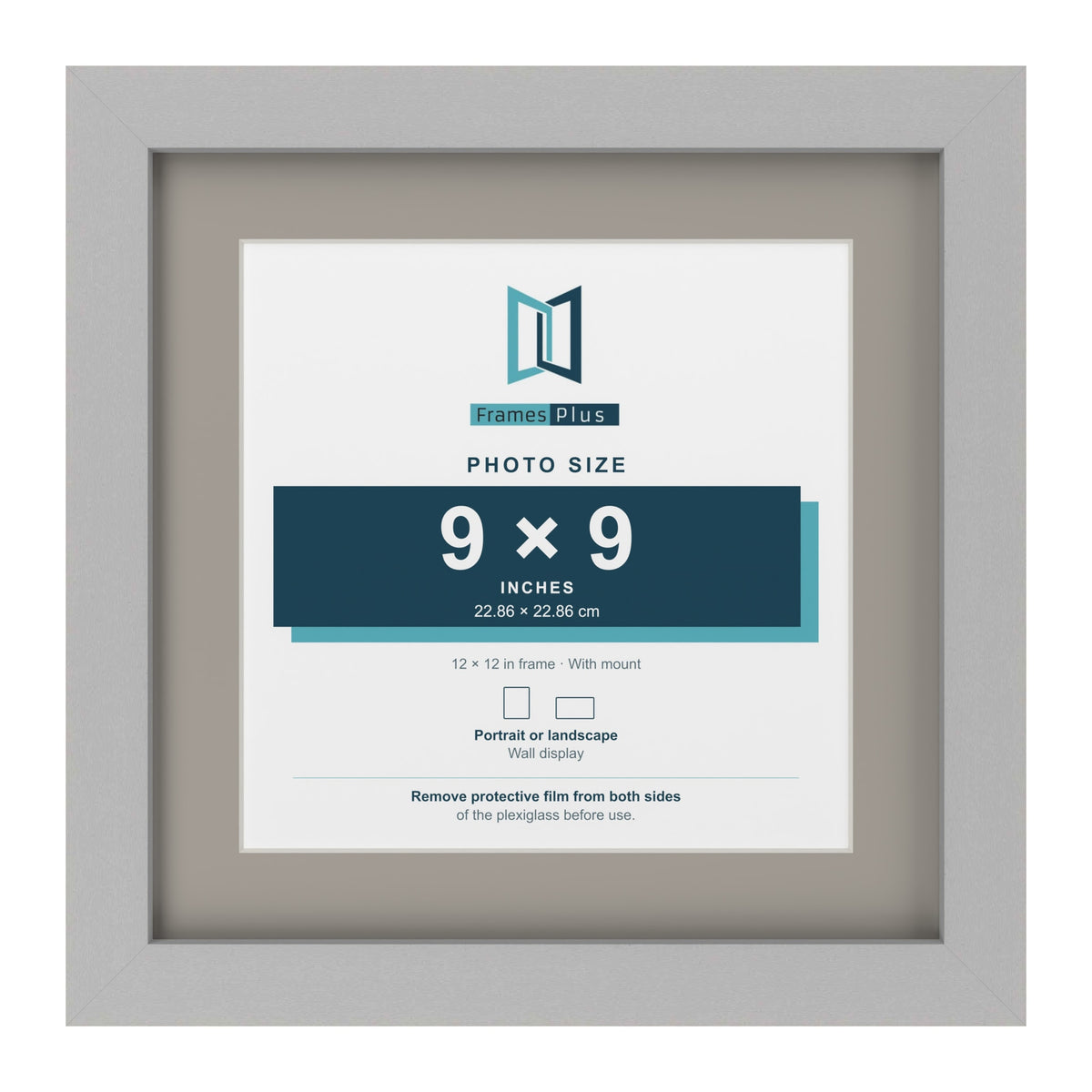 Light Grey 12 x 12 inch picture frame with a Dawn Grey mount for a 9 x 9 inch photo