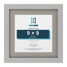 Light Grey 12 x 12 inch picture frame with a Dawn Grey mount for a 9 x 9 inch photo