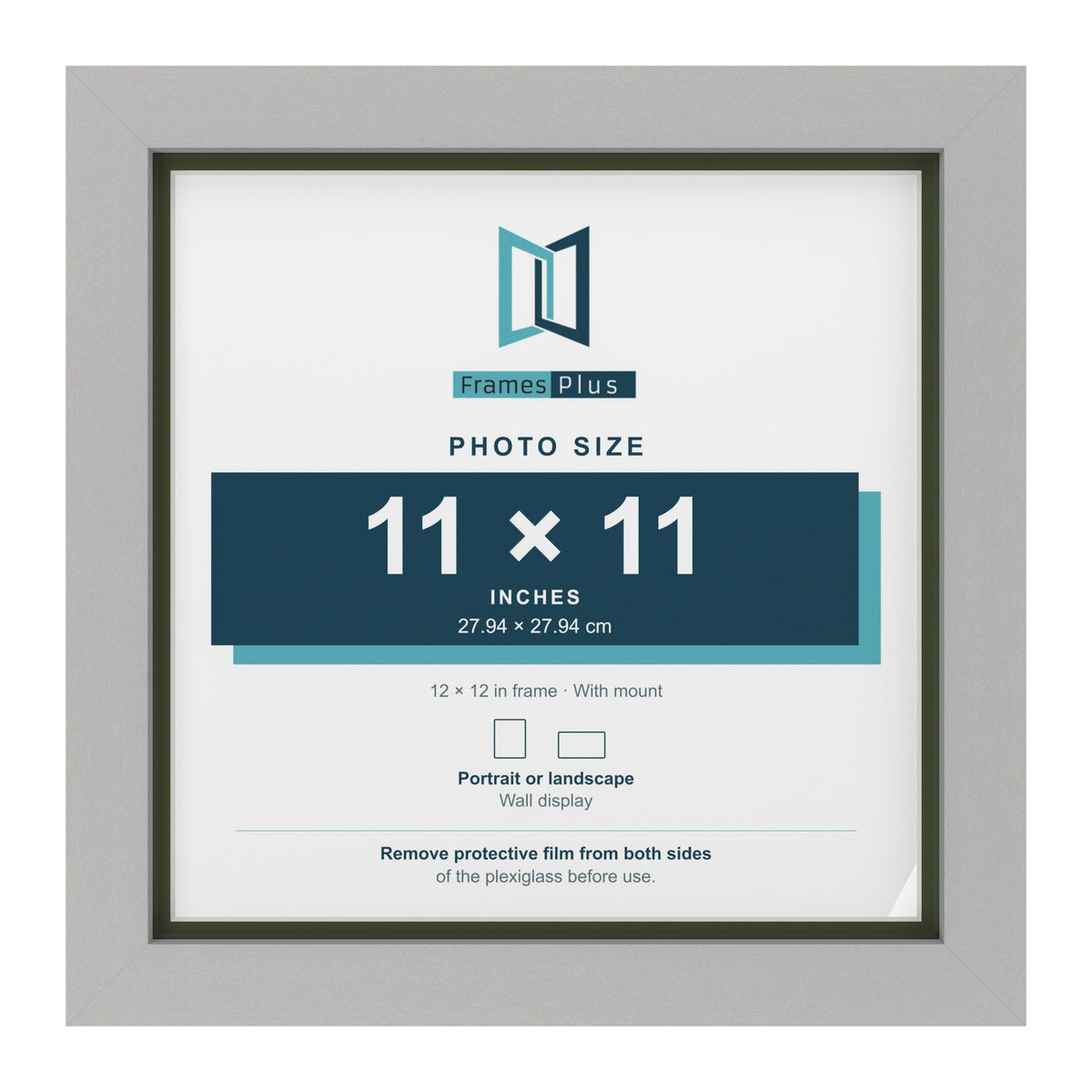 Light Grey 12 x 12 inch picture frame with a green mount for an 11 x 11 inch photo