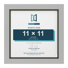 Light Grey 12 x 12 inch picture frame with a green mount for an 11 x 11 inch photo