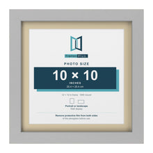 Light Grey 12 x 12 inch picture frame with an ivory mount for a 10 x 10 inch photo