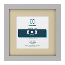 Light Grey 12 x 12 inch picture frame with an ivory mount for an 8 x 8 inch photo